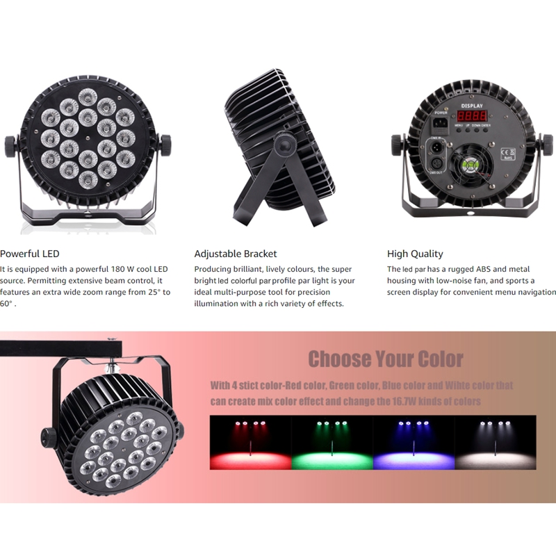 Colorful LED Par Lights 10Wx18 LED Uplight RGBW Stage Lighting