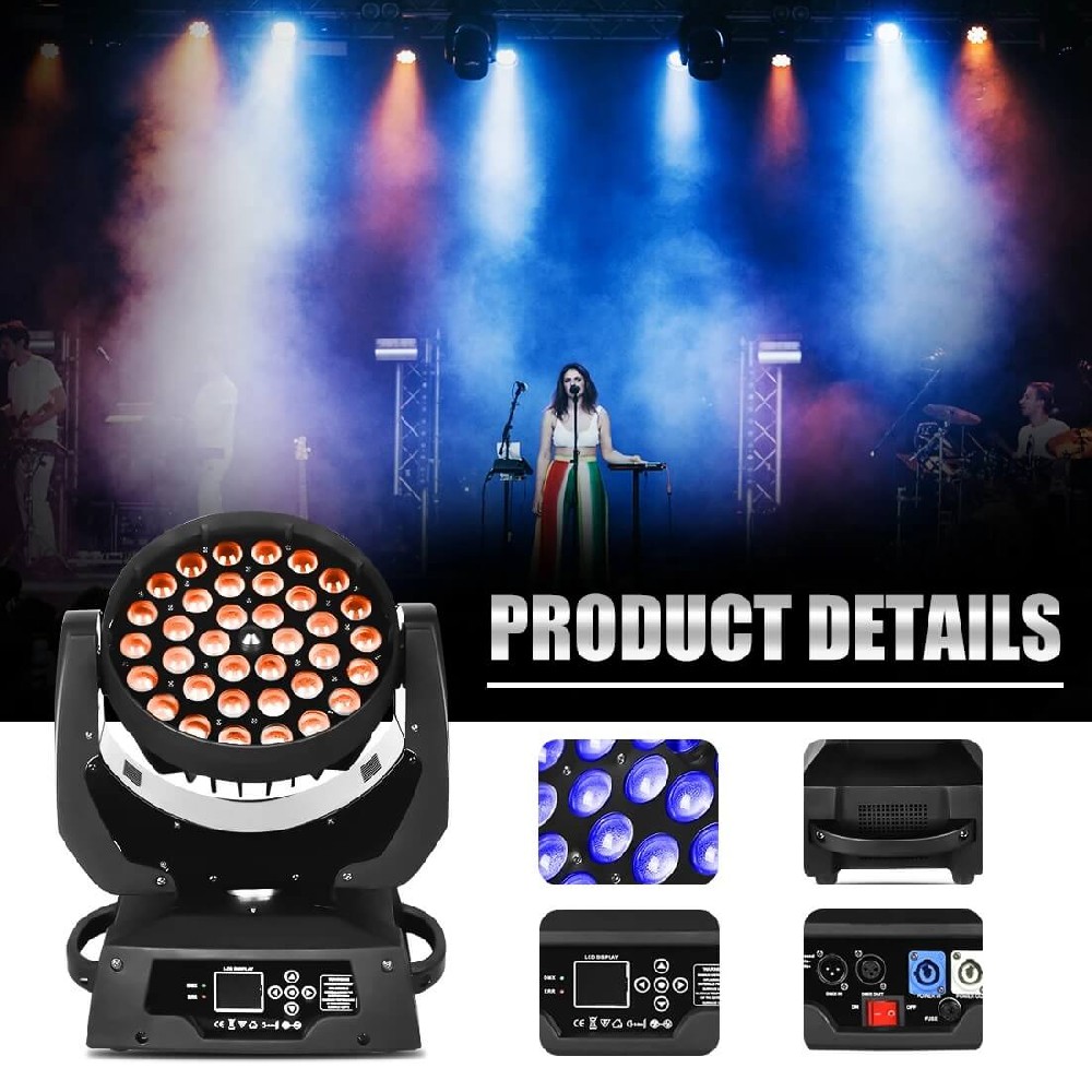 LED Wash Zoom Moving Head 36x18W RGBWA+UV