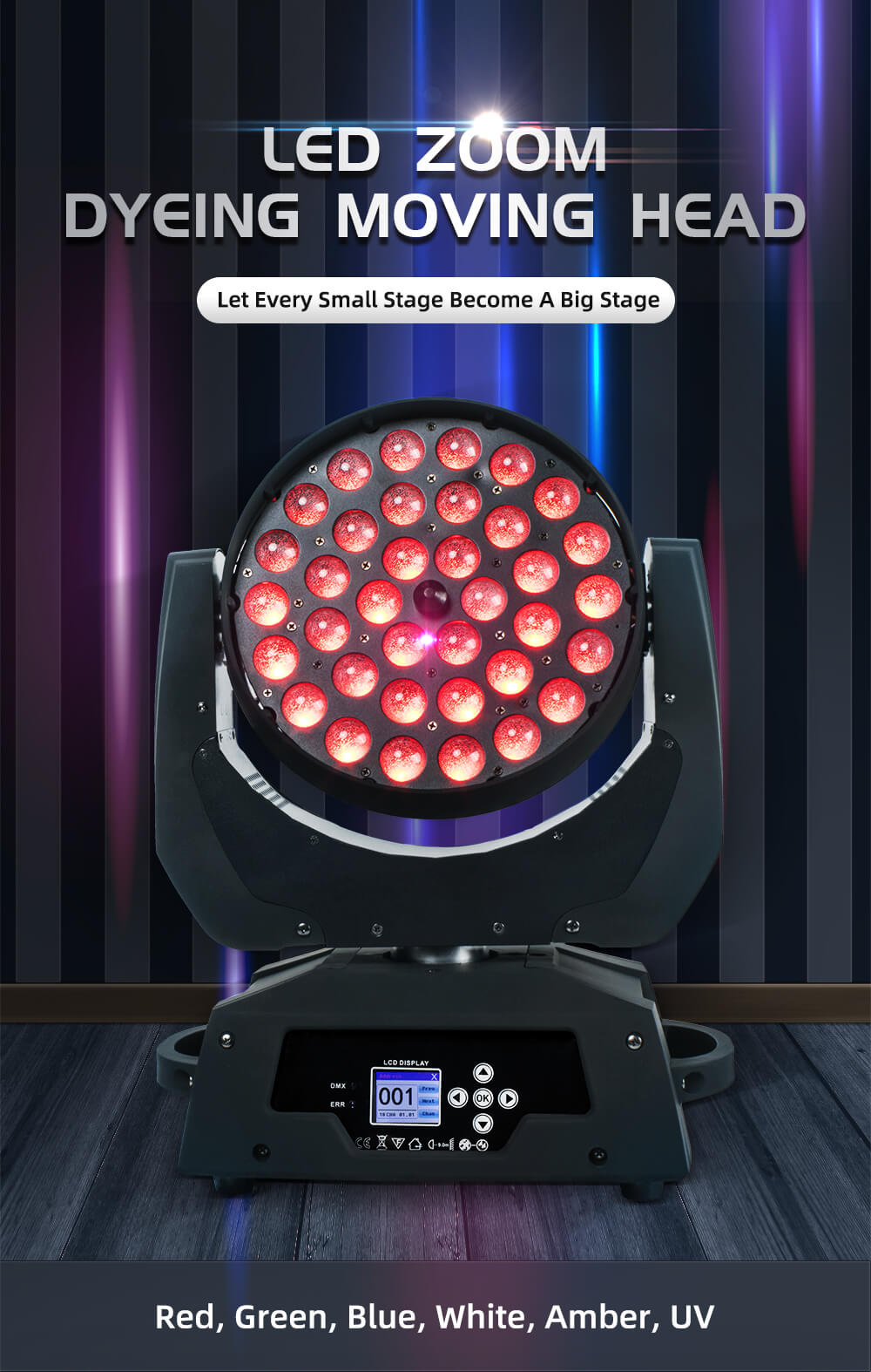 LED Wash Zoom Moving Head 36x18W RGBWA+UV