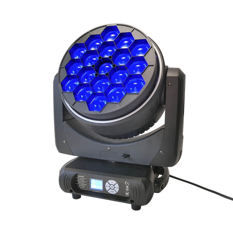 Colorful New Product 6 to 50 Degrees Zoom Angle 19x40W High Power RGBW LED Moving Head With Auxiliary Light