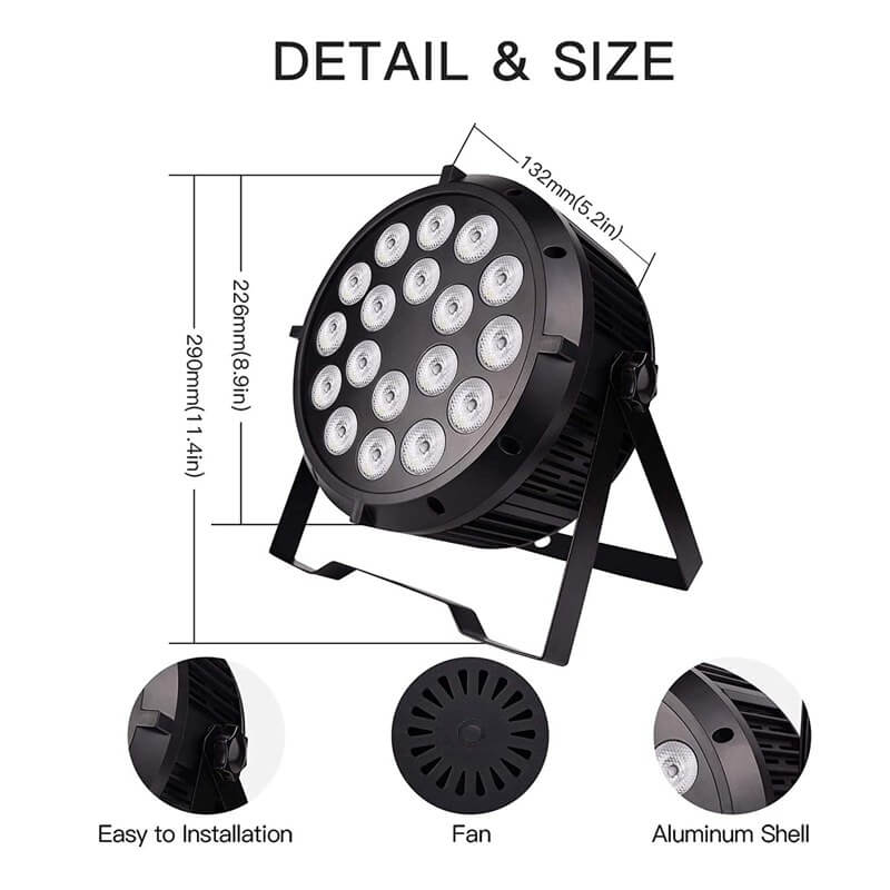 DJ Party Par Can Lights 18x8W RGBW LED Stage Lighting