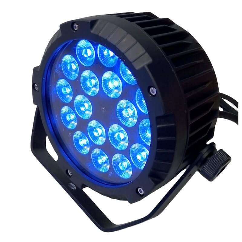 DMX512 Waterproof IP65 18x18W RGBWA UV LED Flat Par Light for Outdoor