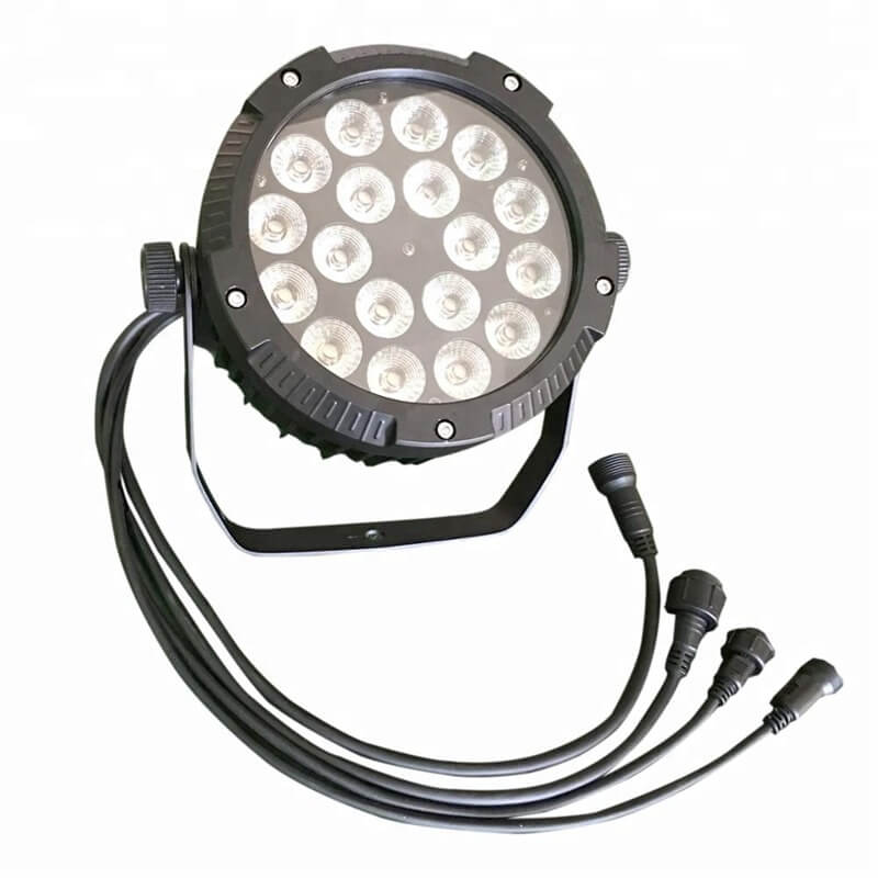 DMX512 Waterproof IP65 18x18W RGBWA UV LED Flat Par Light for Outdoor