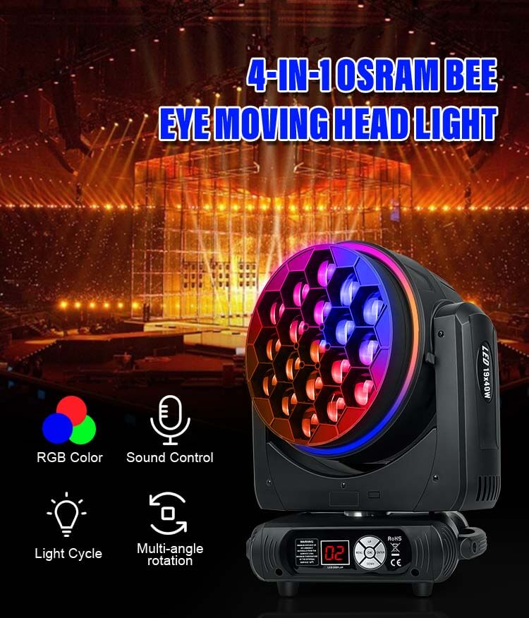 19x40W RGBW 4in1 LED BEAM ZOOM WASH Moving Head Light