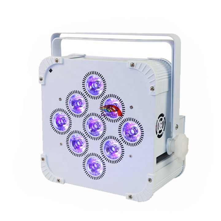 Professional 9x18W 6 in 1 RGBWA+UV Stage Light Battery Powered and Wireless LED Flat Par Light