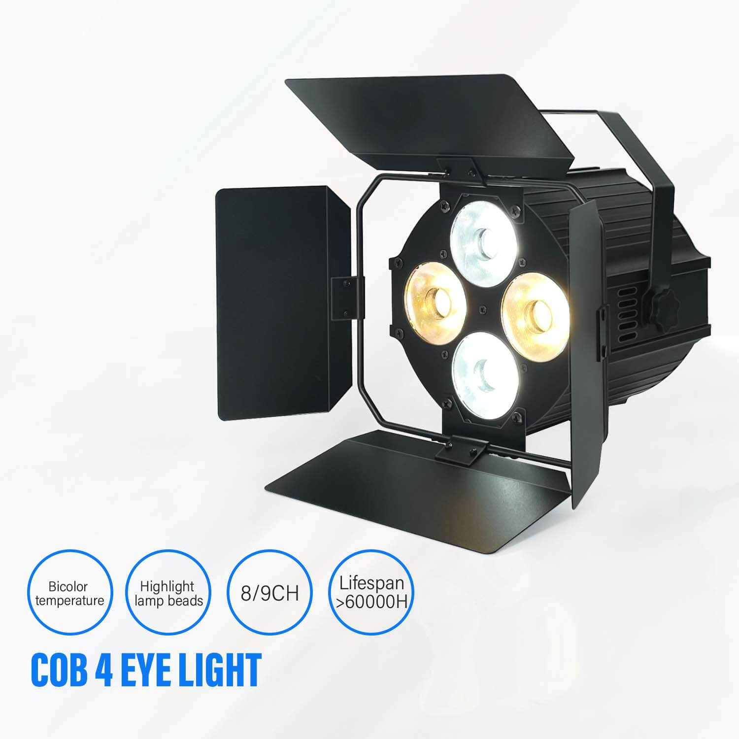 4X30W WW and CW COB 2IN1 Par Light with Barn Doors